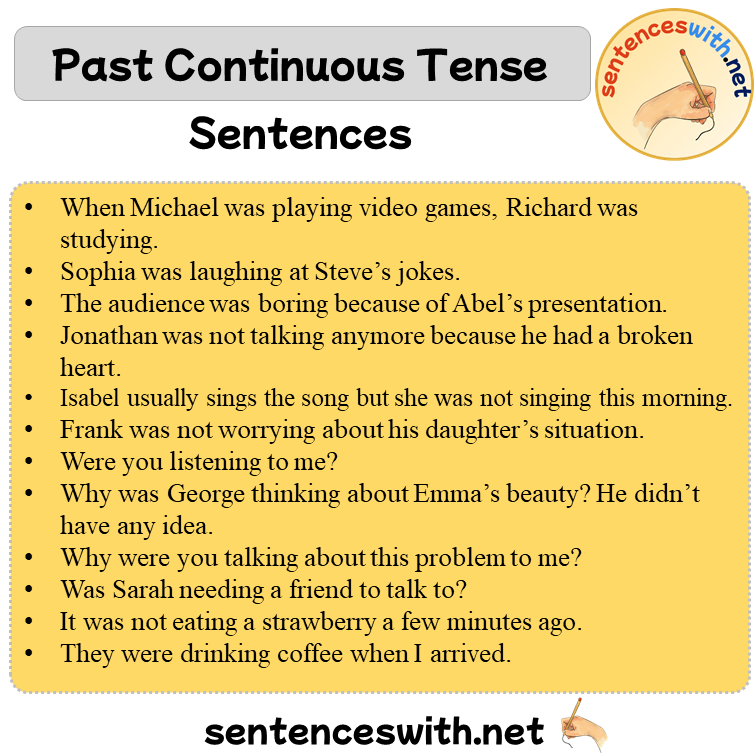 Past Continuous Tense Examples, 100 Past Continuous Tense Sentences