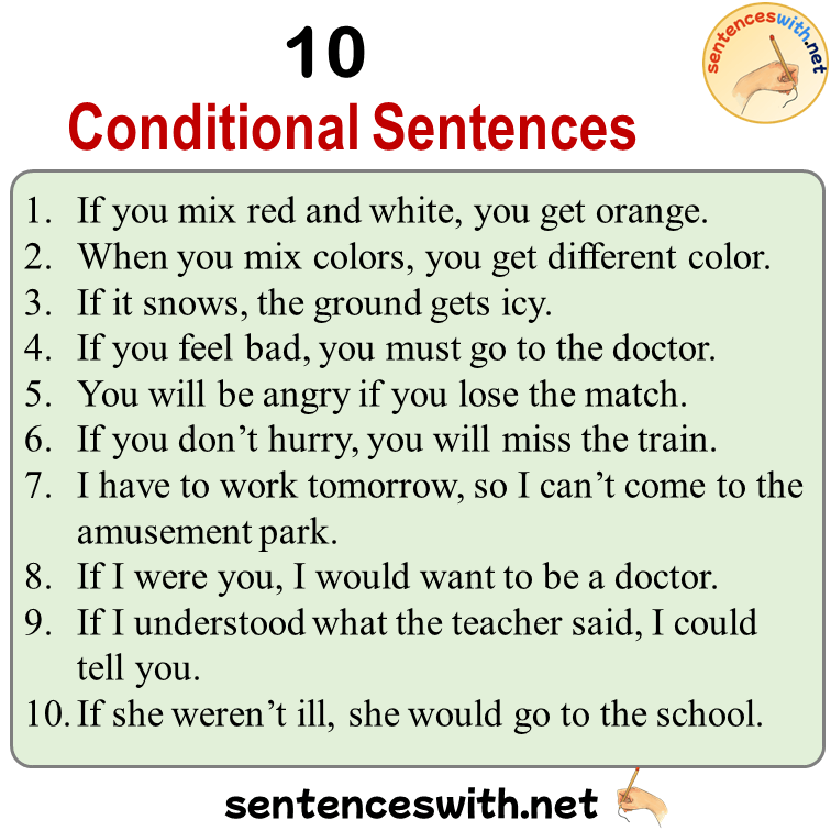 10 Conditional Sentences, Conditional If Clauses Examples Sentences