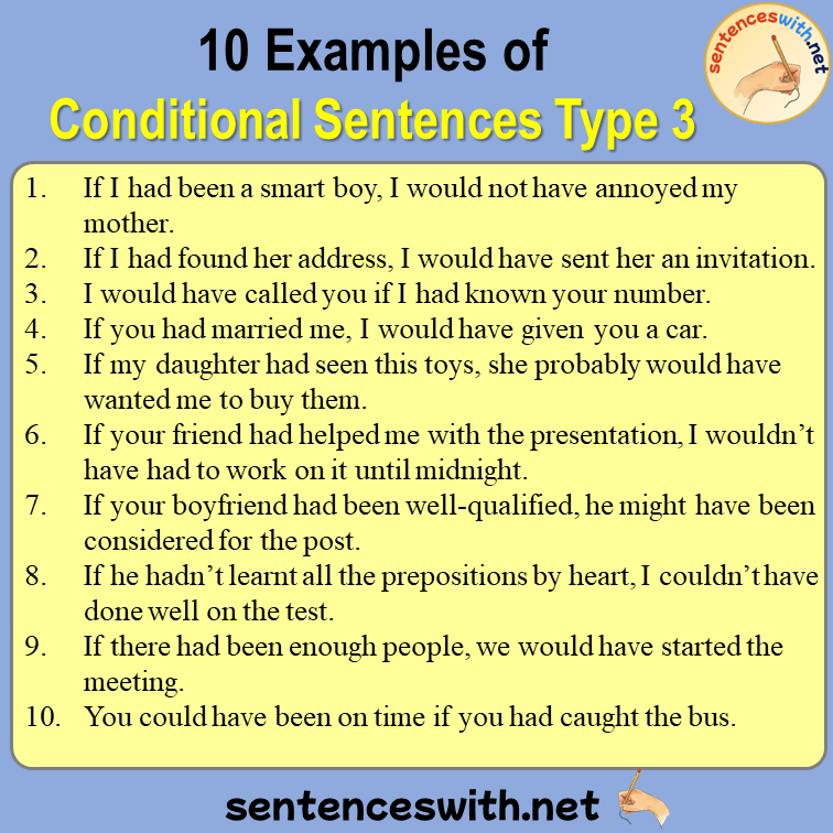 10 Examples of Conditional Sentences Type 3, If Clauses Type Third Sentences