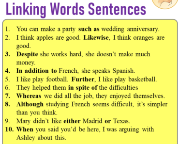 10 Linking Words Sentences Examples, English Examples of Linking Words Sentences