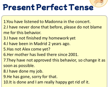 10 Sentences of Present Perfect Tense Examples