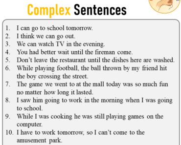 10 Simple, Compound and Complex Sentences Examples in English