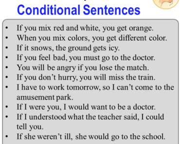 20 Conditional Sentences, Conditional If Clauses Examples Sentences
