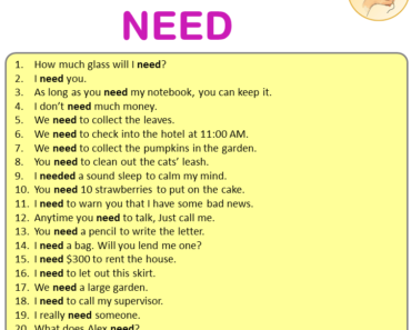 20 Examples Sentences of Need, Modal Need Sentences