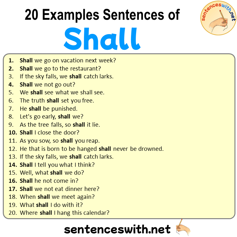20 Examples Sentences of Shall, Modal Shall Sentences