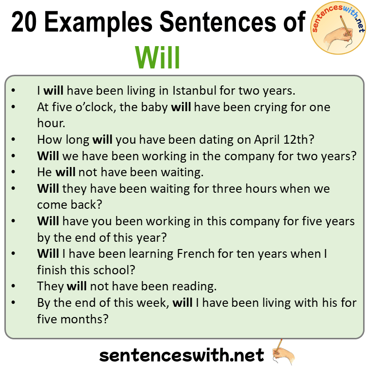 20 Examples Sentences of Will, Modal Will Sentences