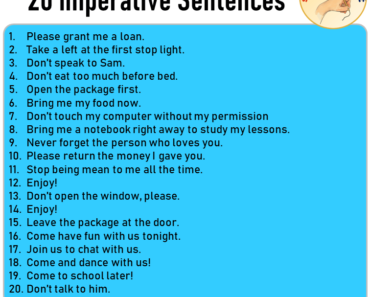 20 Imperative Sentences Examples, English Examples of Imperative Sentences