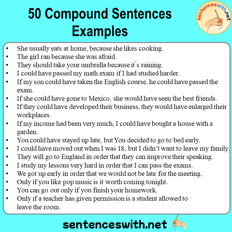 50 Compound Sentences Examples, English Examples of Compound Sentences