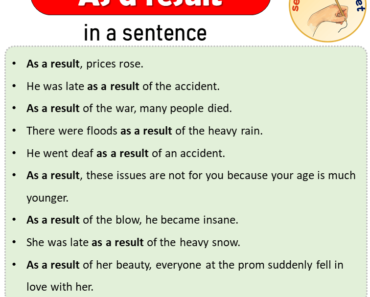 As a result in a Sentence, Sentences of As a result in English
