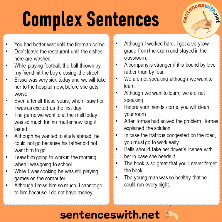 Complex Sentences in English, +100 Examples of Complex Sentences