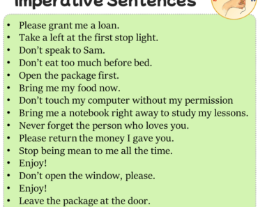 Imperative Sentences in English, 150 Examples of Imperative Sentences