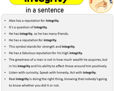 Integrity in a Sentence, Sentences of Integrity in English