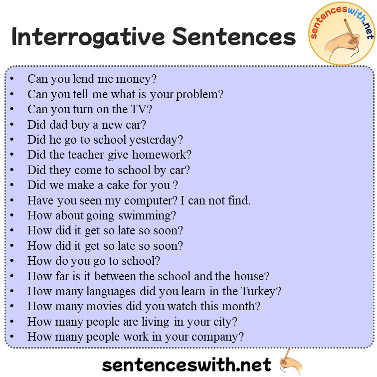 Interrogative Sentences Examples, 150 Interrogative Question Form Example Sentences