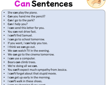 Modal Verbs Can Sentences, 100 Examples of Can Sentences