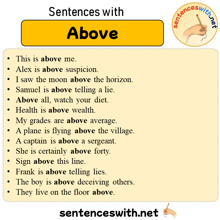 Sentences with Above, 17 Sentences about Above