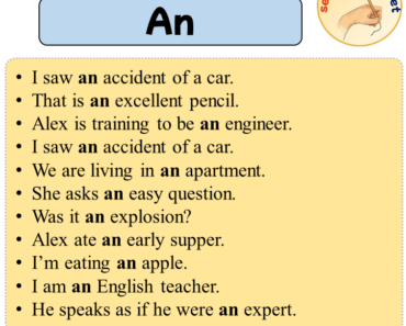 Sentences with An, 25 Sentences about An