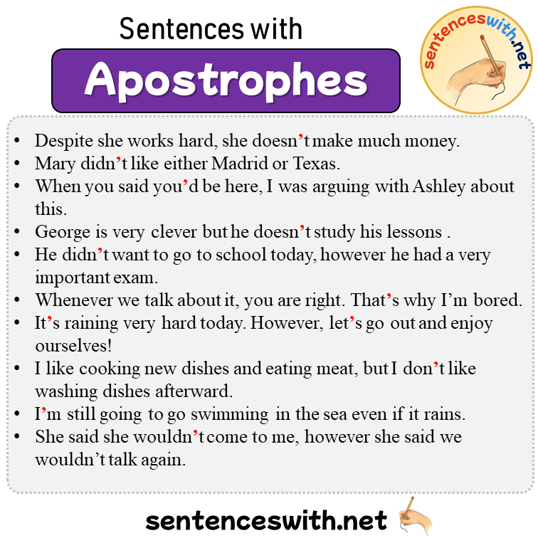 Sentences with Apostrophes, 16 Sentences about Apostrophes ...