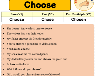 Sentences with Choose, Past and Past Participle Form Of Choose V1 V2 V3