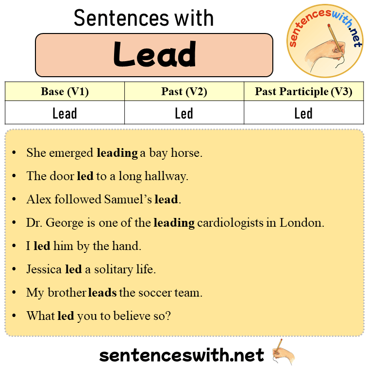 Sentences with Lead, Past and Past Participle Form Of Lead V1 V2 V3