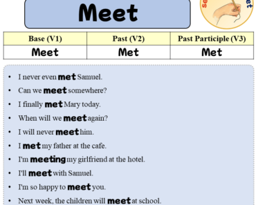 Sentences with Meet, Past and Past Participle Form Of Meet V1 V2 V3