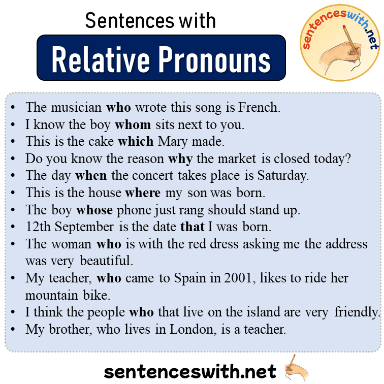 Sentences with Relative Pronouns, 22 Sentences about Relative Pronouns