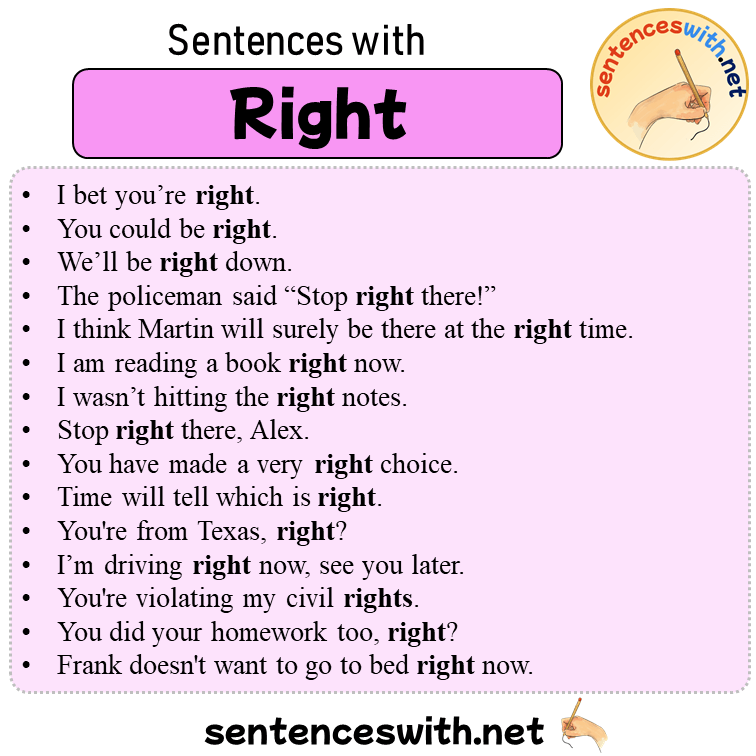 Sentences with Right, 22 Sentences about Right