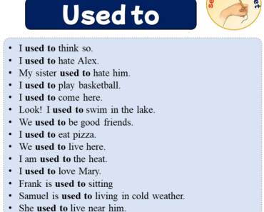Sentences with Used to, 22 Sentences about Used to