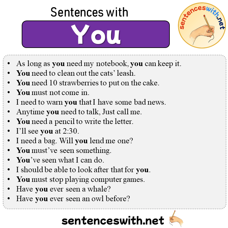 Sentences with You, 33 Sentences about You