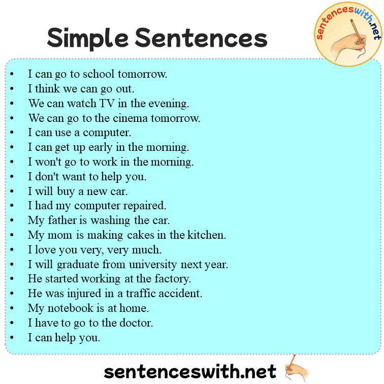 Simple Sentences, 100 Examples of English Simple Sentences