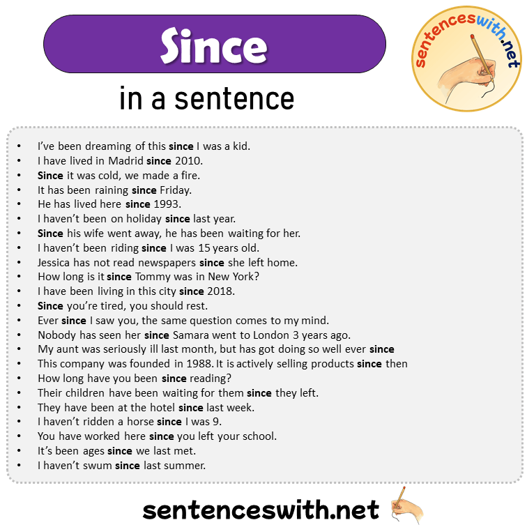 Since in a Sentence, Sentences of Since in English