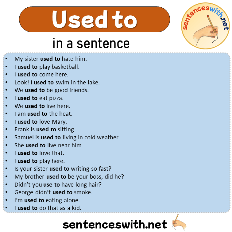 Used to in a Sentence, Sentences of Used to in English