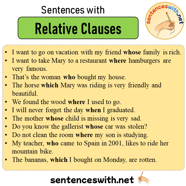 Sentences with Relative Clauses, 11 Sentences about Relative Clauses in English