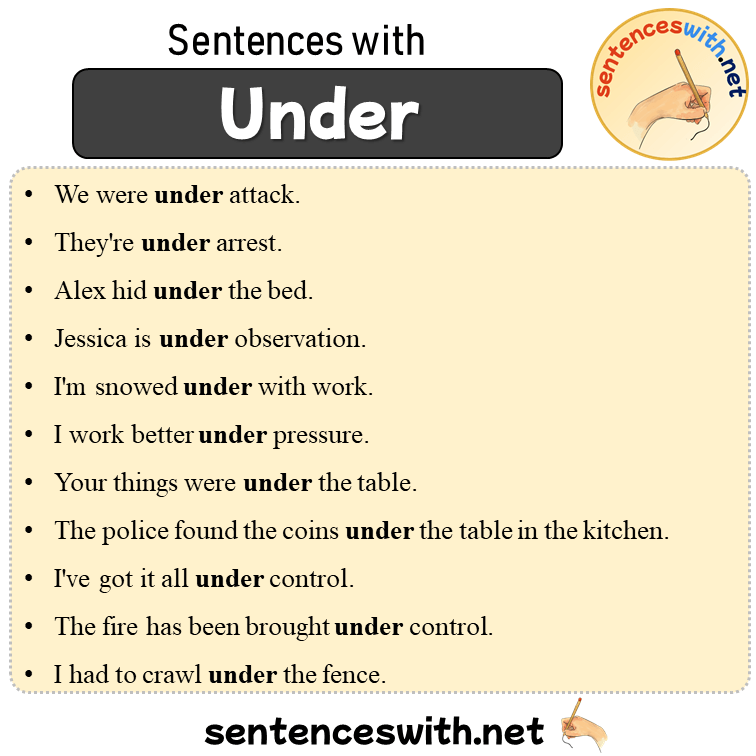 Sentences with Under, 11 Sentences about Under in English