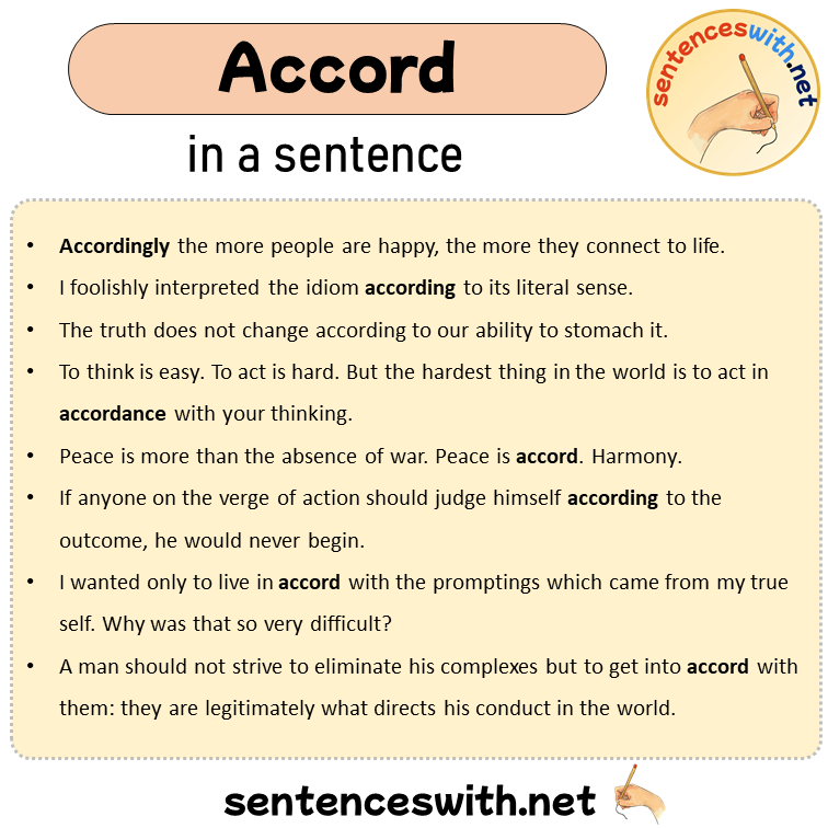 Accord in a Sentence, Sentences of Accord in English