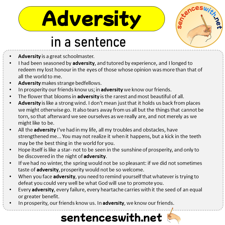 Adversity in a Sentence, Sentences of Adversity in English