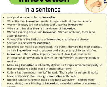 Innovation in a Sentence, Sentences of Innovation in English