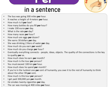Per in a Sentence, Sentences of Per in English