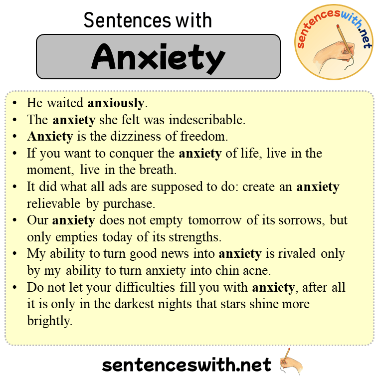 Sentences with Anxiety, Sentences about Anxiety in English