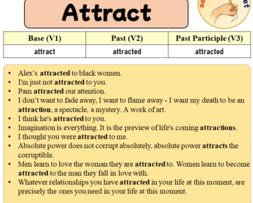 Sentences with Attract, Past and Past Participle Form Of Attract V1 V2 V3
