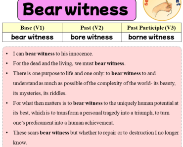 Sentences with Bear witness, Past and Past Participle Form Of Bear witness V1 V2 V3