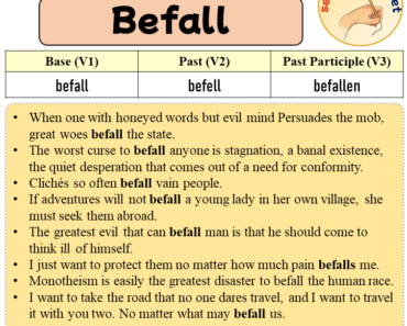Sentences with Befall, Past and Past Participle Form Of Befall V1 V2 V3