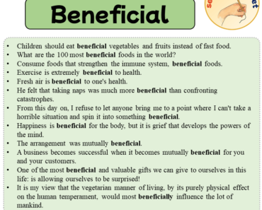 Sentences with Beneficial, 12 Sentences about Beneficial in English
