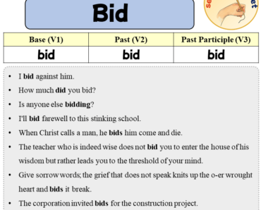 Sentences with Bid, Past and Past Participle Form Of Bid V1 V2 V3