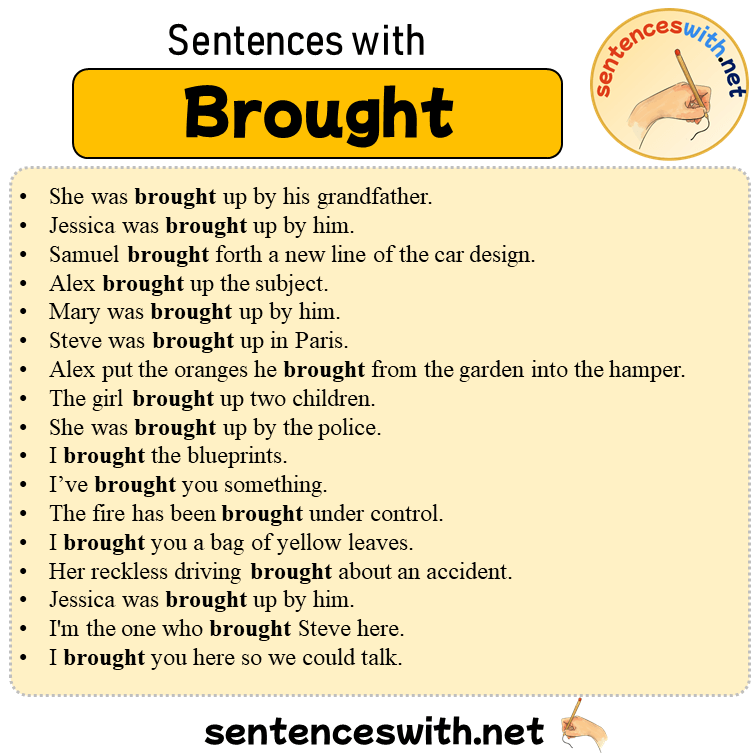Sentences with Brought, 17 Sentences about Brought in English