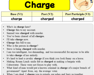 Sentences with Charge, Past and Past Participle Form Of Charge V1 V2 V3
