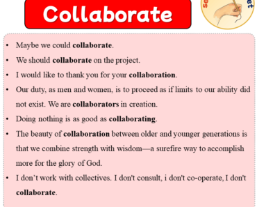 Sentences with Collaborate, Sentences about Collaborate in English