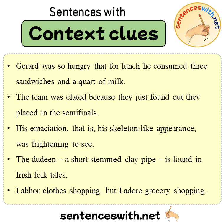 Context Clues Examples Sentences With Answers Grade 8