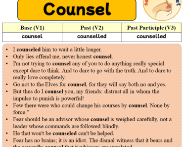 Sentences with Counsel, Past and Past Participle Form Of Counsel V1 V2 V3