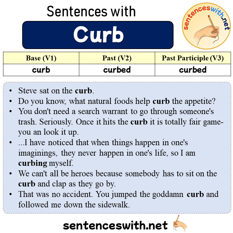 Sentences with Curb, Past and Past Participle Form Of Curb V1 V2 V3