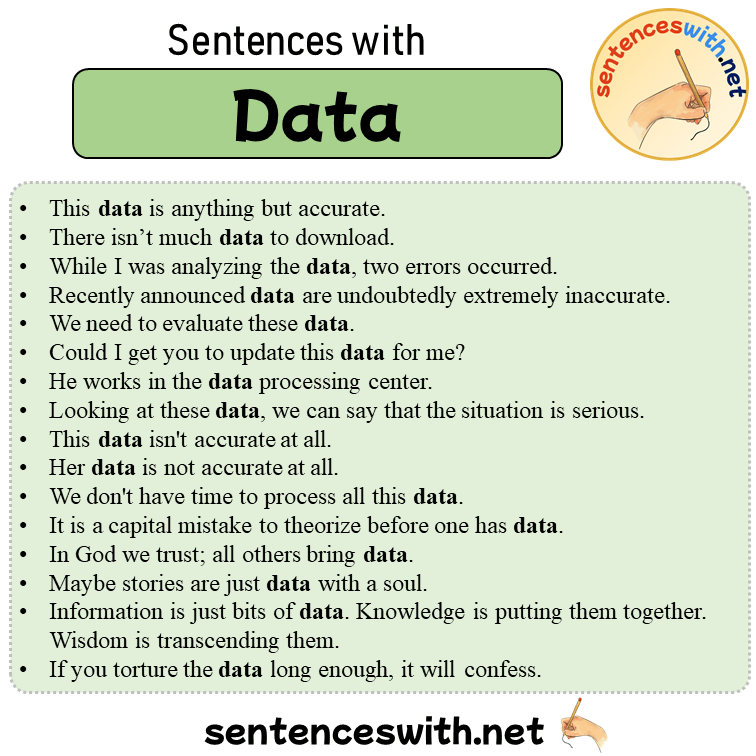 Sentences with Data, 16 Sentences about Data in English